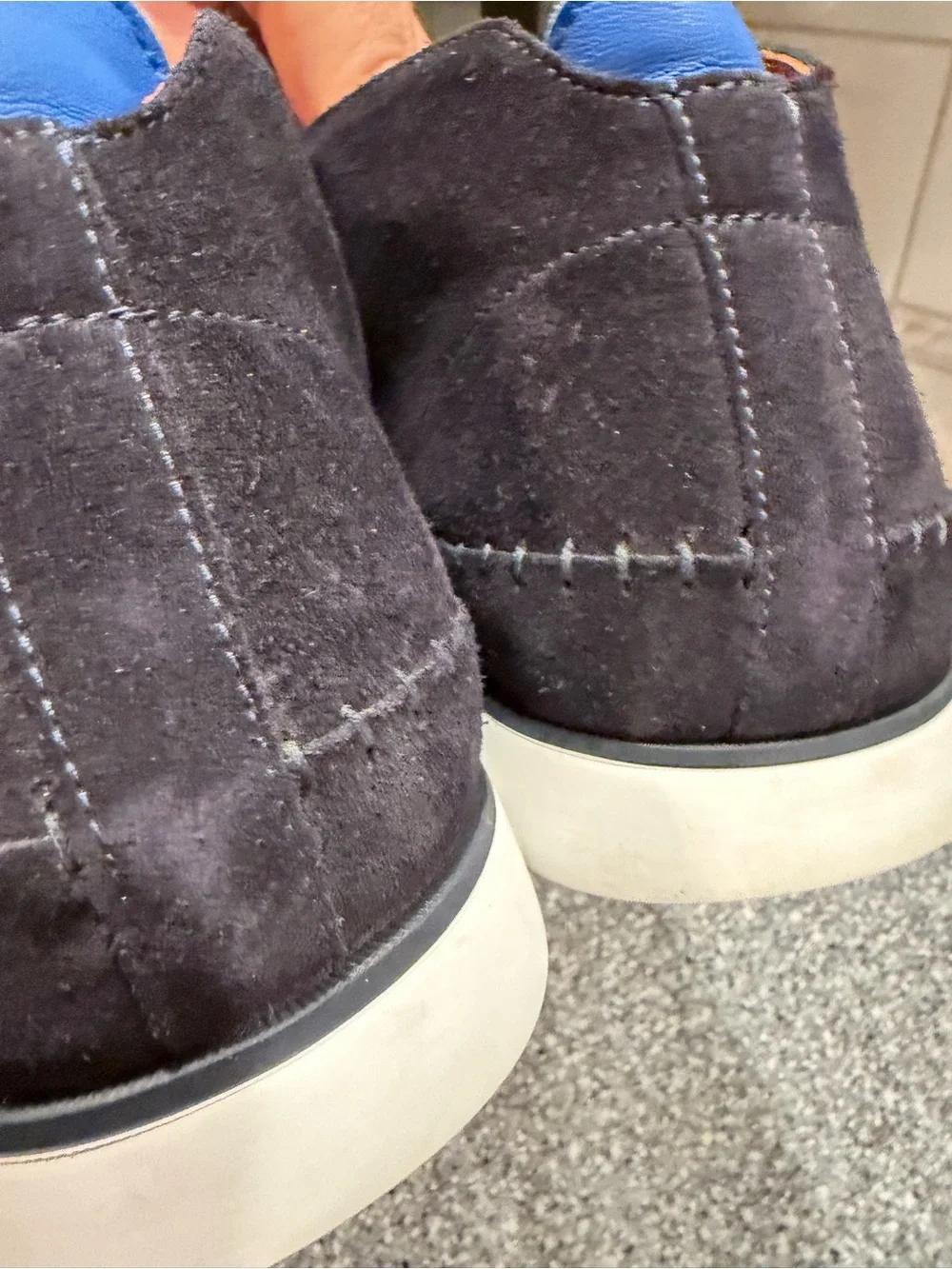PS Paul Smith Navy Suede Chukka with Bright Blue Laces